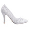 Frühlingsspitzeflacher Mund zeigte einzelne Schuhe gestickte weiße Hochzeitsschuhe der Blumenhohen absätze