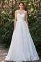 Natürliche Taille A-Linie Strand Spitzen-Overlay Trägerlos Brautkleid - Seite 1