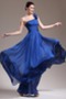 Rosendekor Dunkelblau Plissiert Tiefe Taille Chiffon Abendkleid - Seite 2