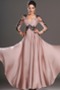 Perlen Pink Durchsichtige Ärmel Elegant Falte Mieder Spitze Abendkleid - Seite 3