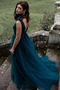 Abendkleid Tüll Bodenlang Reißverschluss Natürliche Taille Schlicht - Seite 2