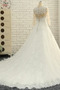 Durchsichtige Ärmel A-Linie Sommer Umgedrehtes Dreieck Knopf Elegant Brautkleid - Seite 4