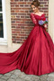 Frühling Spitzen-Overlay Spitze Sittsame A-Linie Lange Ballkleid - Seite 1