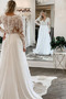Brautkleid Lange Ärmel Frühling Knopf Durchsichtige Ärmel Sweep Zug - Seite 1