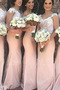 Natürliche Taille Reißverschluss Stickerei Lange Schulterfrei Etui Brautjungfernkleid - Seite 1