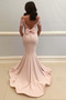 Abendkleid Satin Schmetterlingsknoten Meerjungfrau Gekappte Ärmel - Seite 2
