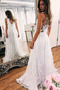 Brautkleid Tüll Elegant Applike Natürliche Taille Lange Tiefer V-Ausschnitt - Seite 1