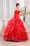 Organza Ärmellos Bodenlang Trägerlos Elegant Rückenfrei Ballkleid - Seite 4