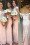 Natürliche Taille Reißverschluss Stickerei Lange Schulterfrei Etui Brautjungfernkleid - Seite 2