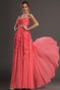 Rosendekor Natürliche Taille Bodenlang Chiffon Wassermelone Abendkleid - Seite 4