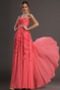 Rosendekor Natürliche Taille Bodenlang Chiffon Wassermelone Abendkleid - Seite 4