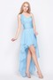 Sommer Slim Ärmellos Drapierung Baby Blau Asymmetrisch Abendkleid - Seite 3