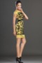 Birneförmig Natürliche Taille Bateau Hellgelb Etui Cocktailkleid - Seite 4