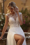 Brautkleid Strand Elegant Tiefer V-Ausschnitt Bodenlang Sommer - Seite 4