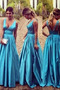 Satin moderne Rückenfrei A-Linie Bodenlang Frühling Ballkleid - Seite 1