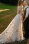 Brautkleid Tüll Natürliche Taille Sweep Zug Blume im Freien V-Ausschnitt - Seite 3