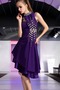 Satin Natürliche Taille African Violet Asymmetrisch Ballkleid - Seite 3