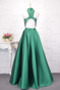 Ballkleid Vintage Hoher Kragen Satin Spitzen-Overlay A-Linie - Seite 2