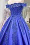 Ballkleid Spitzen-Overlay Rücken Schnürung Gekappte Ärmel Satin - Seite 2