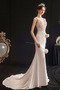 Brautkleid Meerjungfrau Frühling Satin V-Ausschnitt Durchsichtige - Seite 5