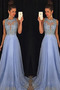 A-Linie Spitzen-Overlay Natürliche Taille Bördeln Chiffon Abendkleid - Seite 1