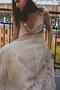 Brautkleid Tüll Natürliche Taille Sweep Zug Blume im Freien V-Ausschnitt - Seite 7