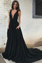 Umgedrehtes Dreieck Tiefer V-Ausschnitt Satin Sweep Zug Ballkleid - Seite 1