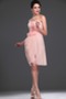 Natürliche Taille Etui Perlen Pink Knielang Reißverschluss Brautjungfernkleid - Seite 2