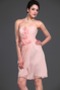 Natürliche Taille Etui Perlen Pink Knielang Reißverschluss Brautjungfernkleid - Seite 5