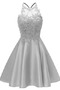 Cocktailkleid Satin Ärmellos A-Linie Natürliche Taille Juwel Umgedrehtes Dreieck - Seite 14