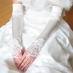 Super lange Fingerlose Dicke Spitze Elfenbein edel Hochzeit Handschuhe