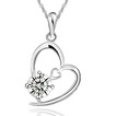 Frauen lila Crystal Heart-shaped Silber Halskette & Anhänger