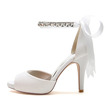 Satin Stiletto Hochzeit Schuhe Fisch Mund Schuhe Bankett jährliche Party Mode Schuhe