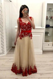 Ballkleid Jahr 2019 Natürliche Taille A-Linie Tüll Elegant Ärmellos