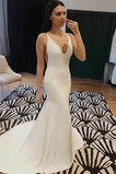 Brautkleid Strand Lange Ärmellos Rückenfrei Natürliche Taille