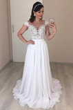 Natürliche Taille Spitzen-Overlay Chiffon Sweep Zug Spitze Brautkleid