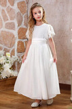 Blumenmädchenkleid Juwel Lockere Ärmel Frühling Knöchellang Natürliche Taille