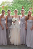 Reißverschluss Ärmellos V-Ausschnitt Mehrschichtige Rüsche Brautjungfernkleid