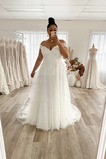 Brautkleid Herbst Schulterfrei Natürliche Taille Gekappte Ärmel