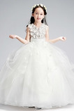 Reißverschluss Ärmellos Mittelgröße Organza A-Linie Blumenmädchenkleid