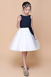 Natürliche Taille Plissiert Reißverschluss Chiffon A-Linie Blumenmädchenkleid