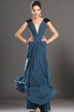 Tiefe Taille V-Ausschnitt Elegant Teal Lange Sommer Abendkleid