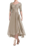 Brautmutterkleid Herbst Chiffon Natürliche Taille Stealth Ärmel Asymmetrisch