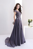 Natürliche Taille Gekappte Ärmel Elegant Rücken Schnürung Frühling Ballkleid