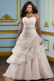 Falte Mieder Kapelle Schleppe Ärmellos Tiefe Taille Brautkleid