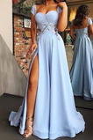 Ballkleid Gekappte Ärmel Satin A-Linie Ärmellos Elegant Natürliche Taille