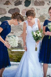 A-Linie Elegant Reißverschluss Mittelgröße Kurze Ärmel Brautjungfernkleid
