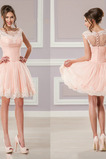 Ärmellos Applike Natürliche Taille Frühling Chiffon Cocktailkleid