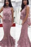 Abendkleid Sweep Zug Natürliche Taille Spitzen-Overlay Ärmellos