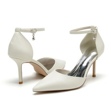 Weiße Hochzeit High Heels Satin Seide Hochzeitsschuhe Stiletto Schuhe für Frauen